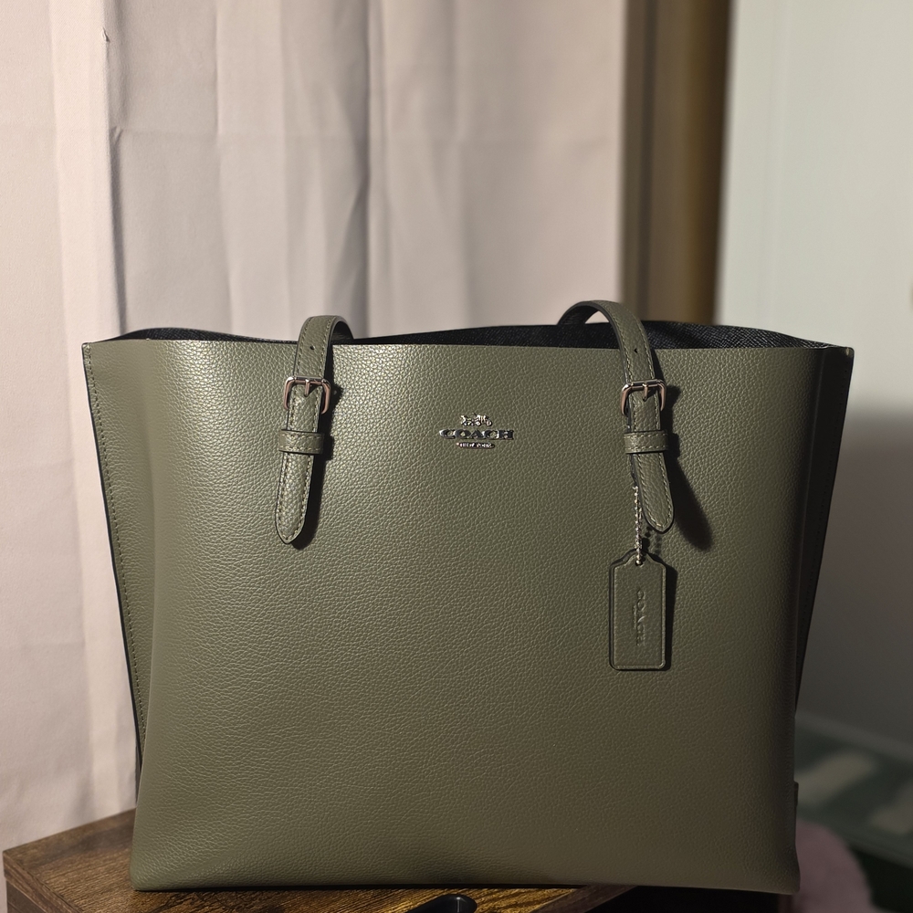 Coach Mollie Tote Olive Green/Kelp Black & Purple Style 1671